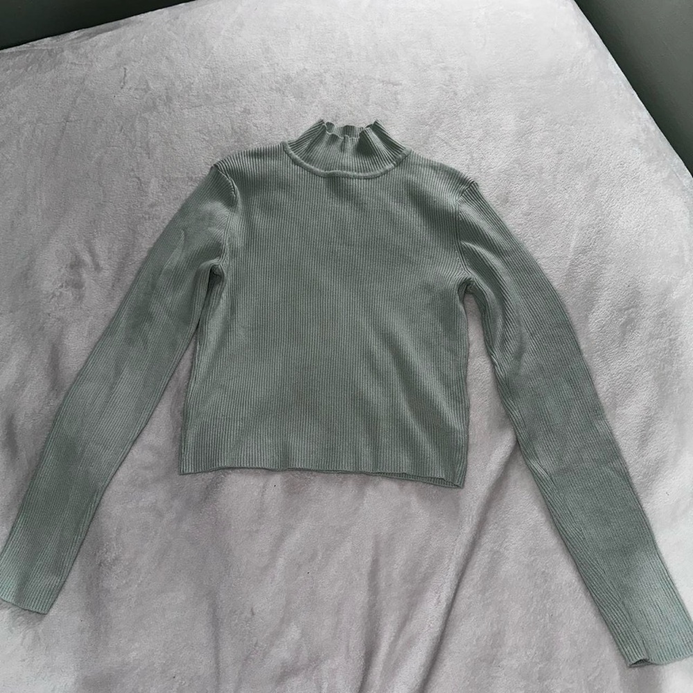 sage long sleeved ribbed top